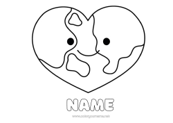 Colouring to customise Heart Ecology Big Heart Easy Colouring Pages Earth Earth Day
