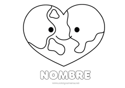 Colorear gratis Corazón Ecología Gran corazón Dibujos fáciles para colorear Tierra Día de la Tierra