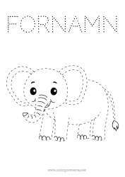 Gratis färgläggning Elefant Barnaktiviteter Djur Lätta målarbilder Rita och färglägg Afrikas vilda djur