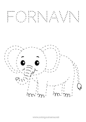 Gratis farvelægning Elefant Børneaktiviteter Dyr Nem farvelægning Tegn og farvelæg Afrikanske vilde dyr