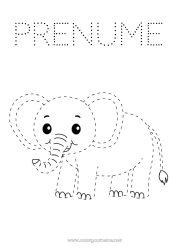 Pagină de colorat gratuită Elefant Activități pentru copii Animal Desene de colorat ușoare Urmează și colorează Animale sălbatice din Africa