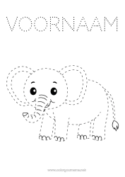 Gratis kleurplaat Olifant Activiteiten voor Kinderen Dier Eenvoudige kleurplaten Trace et colorie Wilde dieren van Afrika