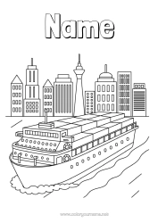 Free colouring Vehicles Boat Cityscape Marine vehicles