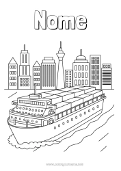 Desenho para personalizar Veículos Barco Paisagem urbana Veículos marítimos
