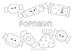 Farvelægningssiden tilpasning Slik Kawaii Slik, søde sager