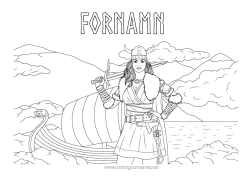 Gratis teckning Fordon Båt Marina fordon Viking Kvinna