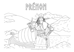 Coloriage gratuit Véhicules Bateau Véhicules maritimes Viking Femme