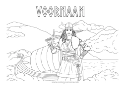 Gratis tekening Voertuigen Boot Maritieme voertuigen Viking Vrouw