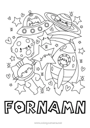 Färgläggningssida att anpassa Katt Söt Raket Fordon Utrymme Planeter och solsystem Stjärnor Lätta målarbilder Hundar och katter Astronaut Astronomi Luftfartyg Utforskningsyrken