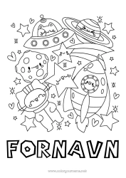 Farvelægningssiden tilpasning Kat Kawaii Raket Køretøjer Rum Planeter og solsystem Stjerner Nem farvelægning Hunde og katte Astronaut Astronomi Luftfartøjer Udforskningsfag