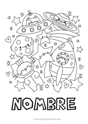 Colorear gratis Cat Kawaii Cohete Vehículos Espacio Planetas y sistema solar Estrellas Dibujos fáciles para colorear Perros y gatos Astronauta Astronomía Vehículos aéreos Carreras de exploración