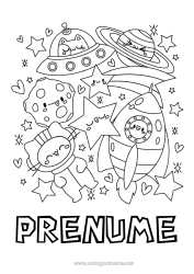 Pagină de colorat personalizată Pisică Drăguț Rachetă Vehicule Spațiu Planete și sistemul solar Stele Desene de colorat ușoare Câini și pisici Astronaut Astronomie Vehicule aeriene Meserii de explorare