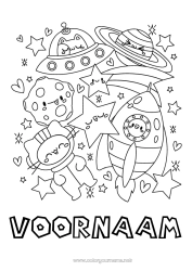 Gratis kleurplaat Kat Kawaii Raket Voertuigen Ruimte Planeten en zonnestelsel Sterren Eenvoudige kleurplaten Honden en katten Astronaut Astronomie Luchtvaartuigen Verkenningsberoepen