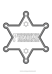 Pagină de colorat personalizată Stele Vestul Sălbatic Polițist, jandarm
