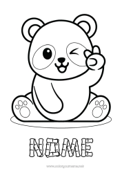 Disegno gratuito Kawaii Animale Panda Disegni da colorare facili Altri animali del mondo