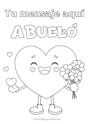 Colorear gratis Flores Corazón Te amo Niñera Ramillete