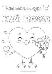 Coloriage gratuit Fleurs Coeur Je t'aime Nounou Bouquet