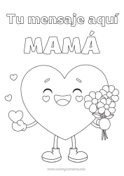 Colorear gratis Flores Corazón Te amo Niñera Ramillete