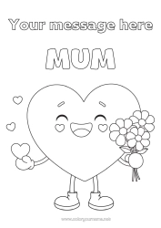 Free colouring Flowers Heart I love you. Nanny Bunch