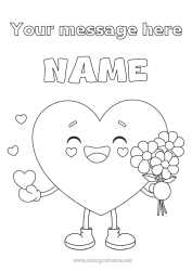 Colouring to customise Flowers Heart I Love You. Nanny Bunch