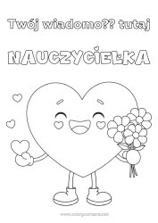 Kolorowanka za darmo Kwiaty Serce Kocham cię. Niania Bukiet