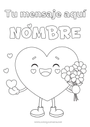 Colorear para personalizar Flores Corazón Te amo Niñera Ramillete
