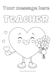 Free coloring Flowers Heart I love you Nanny Bouquet