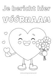 Kleurplaat aanpassen Bloemen Hart Ik hou van jou Oppas Boeket