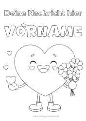 Kostenlose Malvorlage Blumen Herz Ich liebe dich Kindermädchen Blumenstrauß