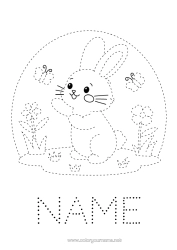 Free colouring Flowers Spring Rabbit Butterfly Children's activities Animal Easy colouring pages Trace and colour. Insects Forest animals