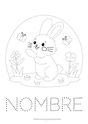 Dibujo libre Flores Primavera Conejo Mariposa Actividades para niños Animales Dibujos fáciles para colorear Trazo y color Insectos Animales del bosque