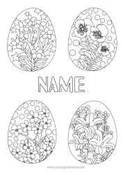 Free colouring Flowers Easter eggs Zentangle