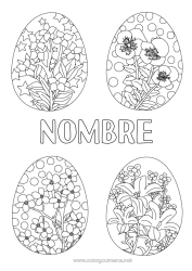 Colorear gratis Flores Huevos de Pascua Zentangle