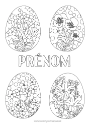 Dessin gratuit Fleurs Oeufs de Pâques Zentangle