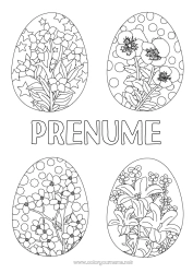 Pagină de colorat gratuită Flori Ouă de Paște Zentangle