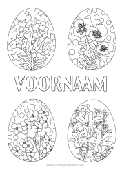 Gratis tekening Bloemen Paaseieren Zentangle