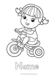 Free colouring Girl Vehicles Bicycle Games and toys Two-wheeled vehicles Tricycle