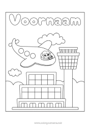 Gratis kleurplaat Vliegtuig Voertuigen Luchtvaartuigen Luchthaven