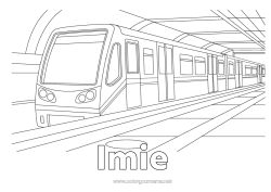 Kolorowanka za darmo Pojazdy Pociąg Transport public lądowy Metro Dworzec