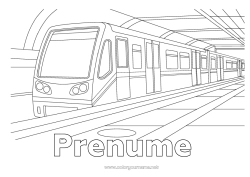 Desen liber de colorat Vehicule Tren Transport public terestru Metrou Gara
