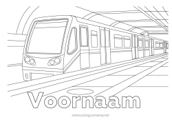Kleurplaat aanpassen Voertuigen Trein Openbaar vervoer over land Metro Station