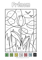 Coloriage à personnaliser Fleurs Coloriages magiques Activités enfants Soustractions Multiplications Additions Tulipe