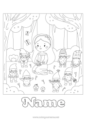 Free colouring Princess Fairy tale Famous princess Forest Children's Tales Snow White