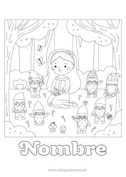 Colorear para personalizar Princesa Cuento de hadas Princesa famosa Bosque Cuentos para Niños Blancanieves