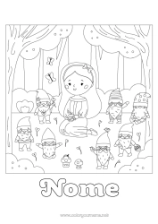 Desenho para personalizar Princesa Conto de Fadas Princesas famosas Floresta Contos para Crianças Branca de Neve