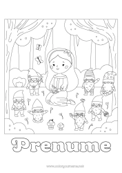 Pagină de colorat personalizată Prințesă Poveste cu zâne Prințesă celebră Pădure Povesti pentru copii Albă ca Zăpada