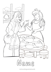 Colouring to customise Witch Princess Fairy Tale Fruit Apple Famous Princess Children's Tales Snow White