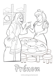 Coloriage gratuit Sorcière Princesse Conte de fées Fruits Pomme Princesse célèbre Contes pour Enfants Blanche Neige