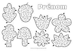 Coloriage à personnaliser Activités enfants Feuilles Arbre Champion Gland Labyrinthe Chêne érable