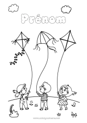 Coloriage gratuit Enfant Jeux et jouets Cerf-volant